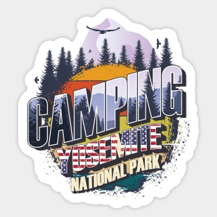 Camping Yosemite National Park Vintage USA Best gift for campers Adventure outdoor Sticker